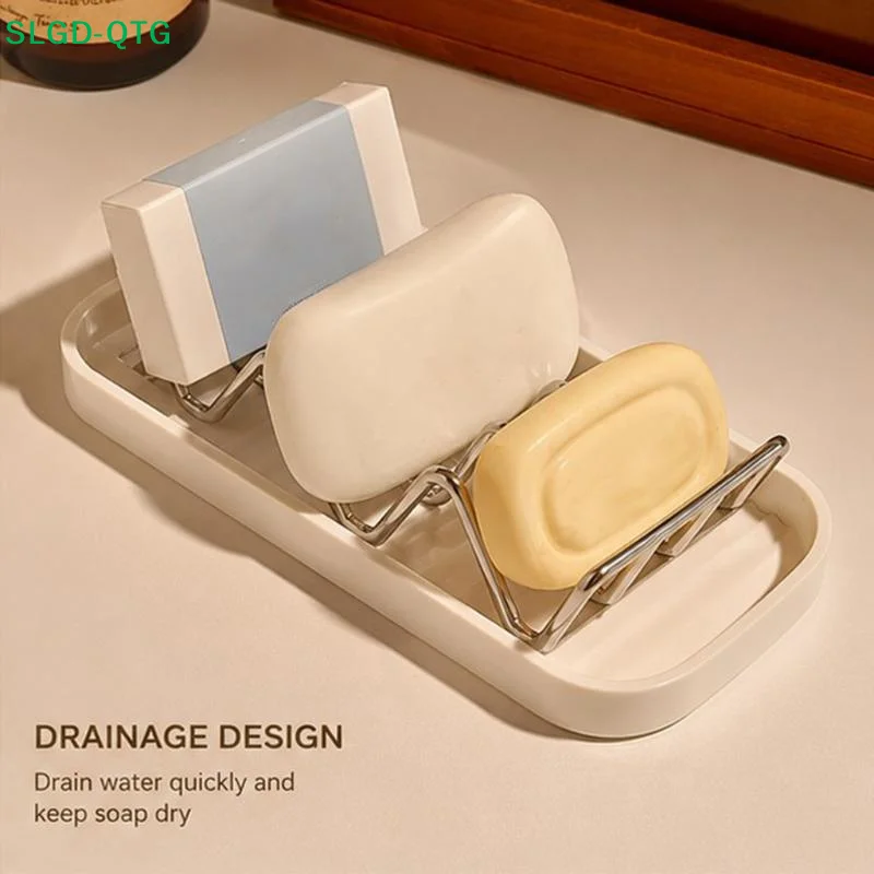 Hot! Self Draining Soap Holder With Rustproof Stainless Steel Rack Drain Tray Perfect For Bathroom Kitchen Countertop