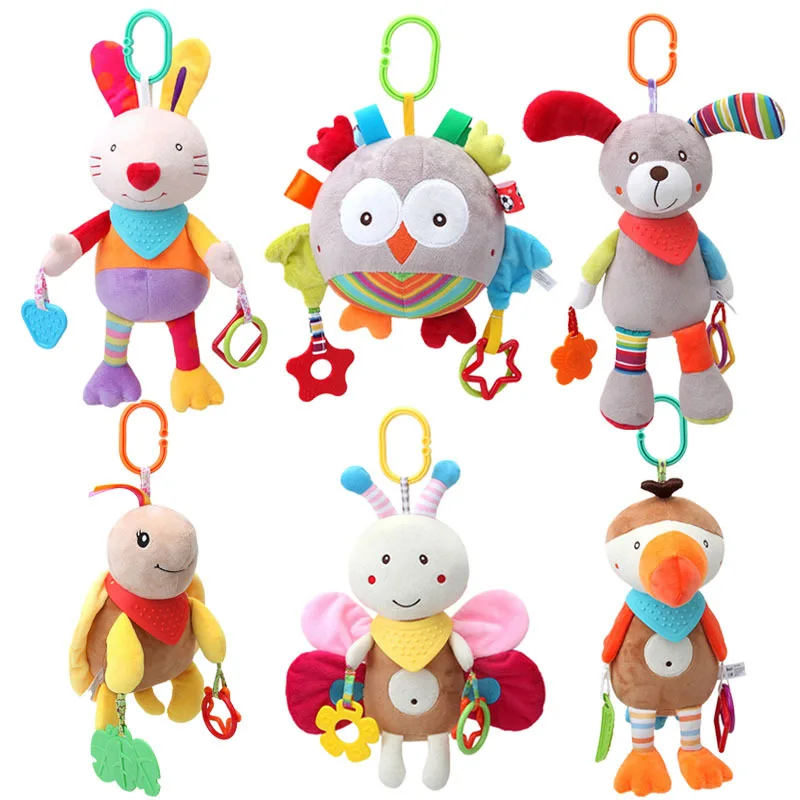 

Newborn Soft Doll Stroller Pendant Dog Owl Ball Rattle With Teether Baby Mobile Children's Toys