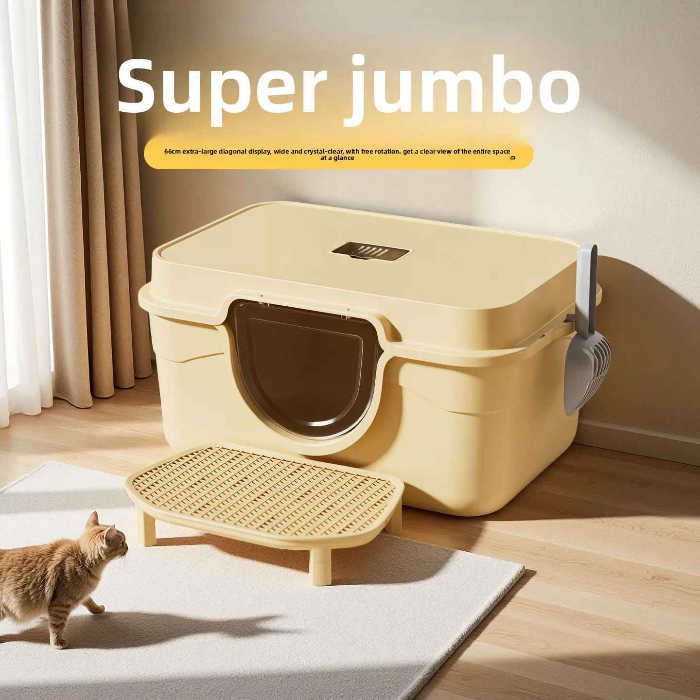 ZHAYAOversized Covered Cat Litter Box, Dual‑Function Odor‑Blocking Giant Enclosed Cat Toilet, Anti‑Splashing Kitty Pet Supplies