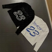 Camiseta sencilla de manga larga para mujer, ropa de calle Harajuku con estampado de letras de Hip Hop, camiseta de gran tamaño con cuello redondo, moda de otoño 2000