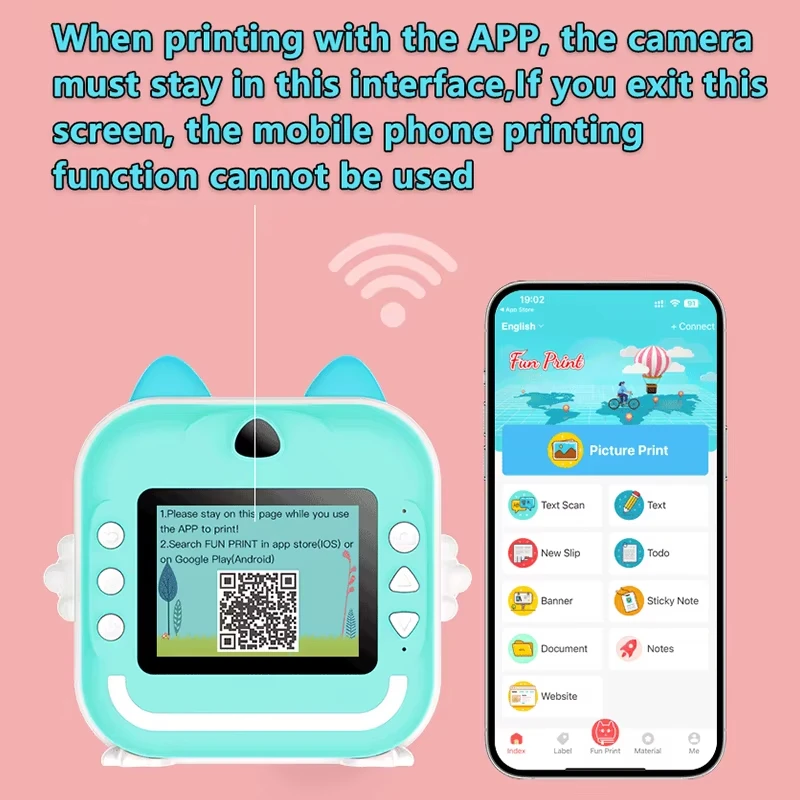 ألعاب كاميرا رقمية عالية الدقة 1080 بكسل للأطفال طباعة فورية للأطفال كاميرا طباعة حرارية طباعة فورية فيديو صور مع بطاقة ذاكرة 32 جيجا #3