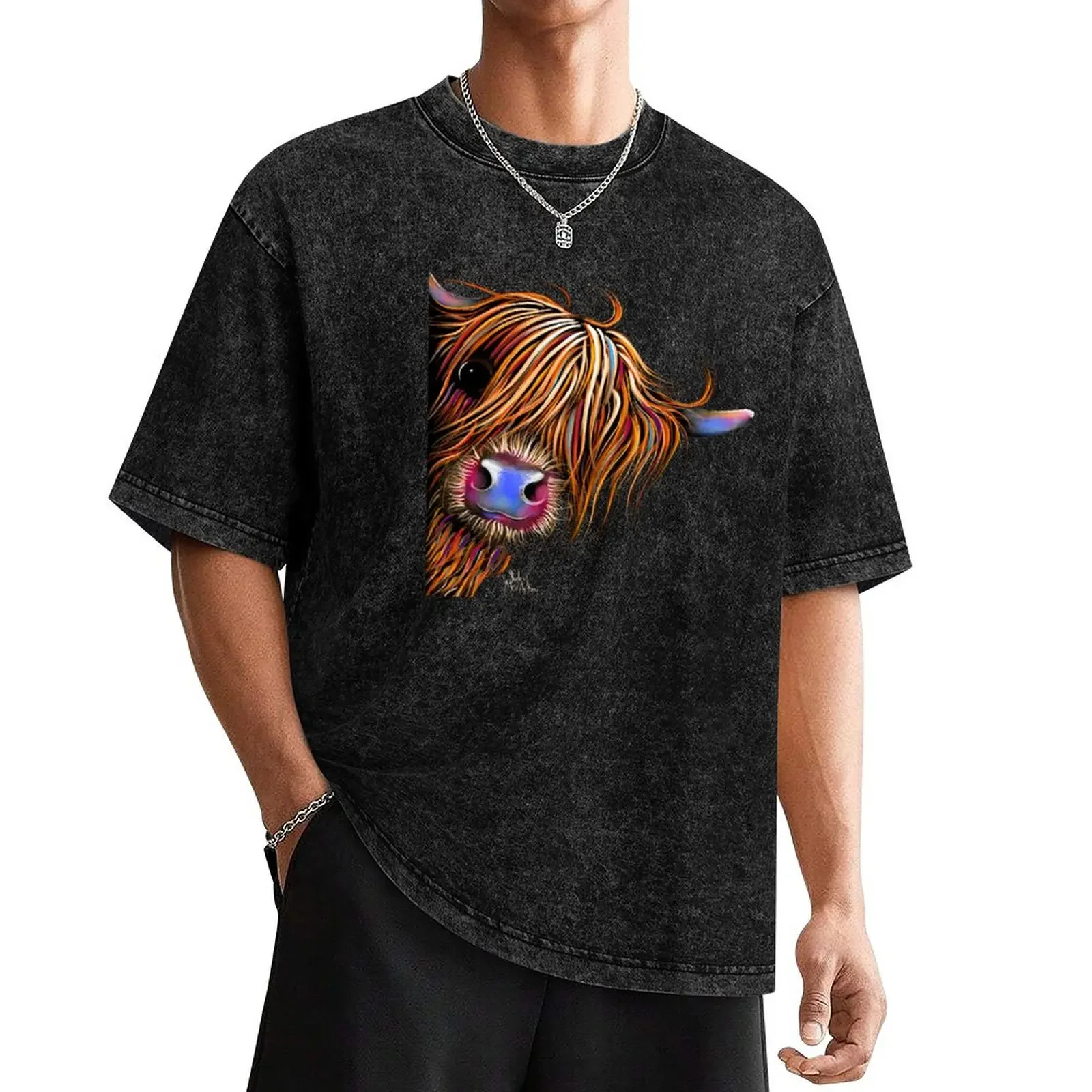 HiGHLaND CoW PRiNT SCoTTiSH ' SuGaR LuMP ' BY SHiRLeY MacARTHuR T-Shirt tees summer clothes heavyweight t shirts for men