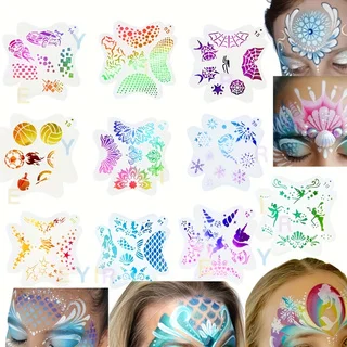 27-Piece Face Painting Set Reusable 10 Piece Face Makeup Tools with 10 Brushes 5 Finger Sponges 2 Droplet Sponges for Parties Ha