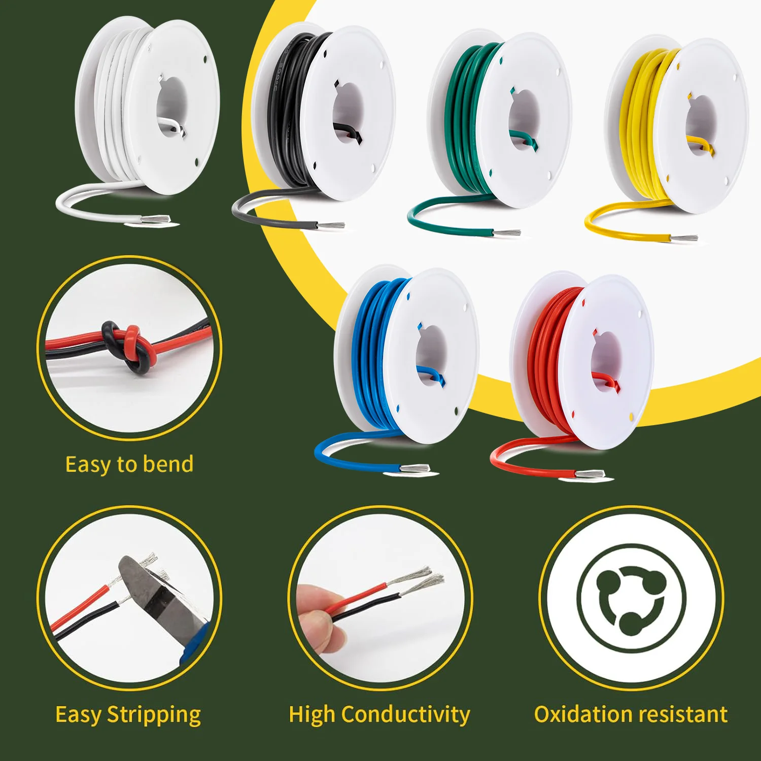 6 Colors 16/18/20/22/24/26/28/30 AWG Flexible Silicone Stranded Electrical Wire Tinned Copper Wires 18 Gauge Hookup Cable