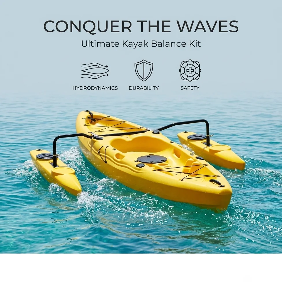 Top Rated Yellow Kayak Stabilizer Canoe Outrigger System Heavy Duty Boat Balance Float Pontoon Easy Installation Kit
