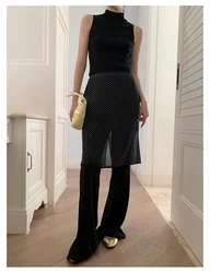 Chiffon Material Layering Matching Skirt Women Spring Summer Thin Polka Dot Printing Versatile Fashion Knee-Length Item Skirt