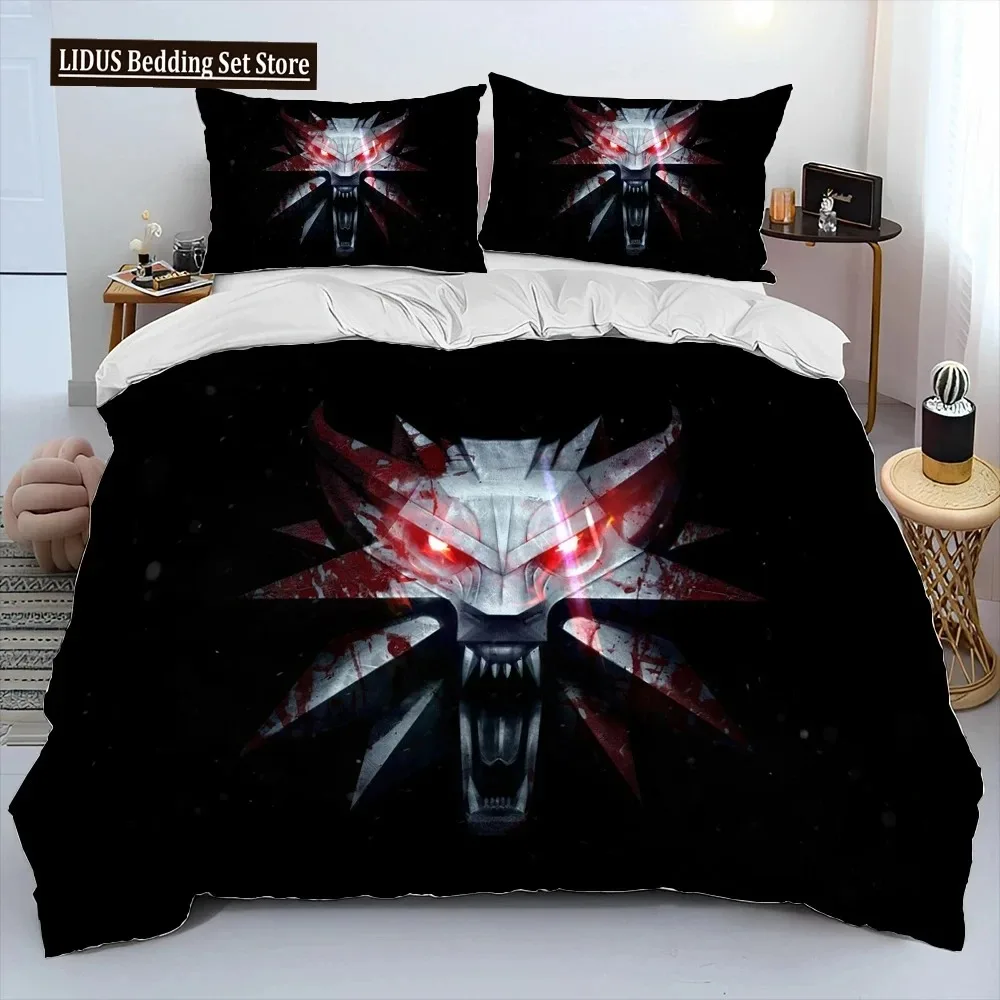 

3D The W-Witcher Game Gamer Cartoon Comforter Bedding Set,Duvet Cover Bed Set Quilt Cover Pillowcase,king Queen Size Bedding Set