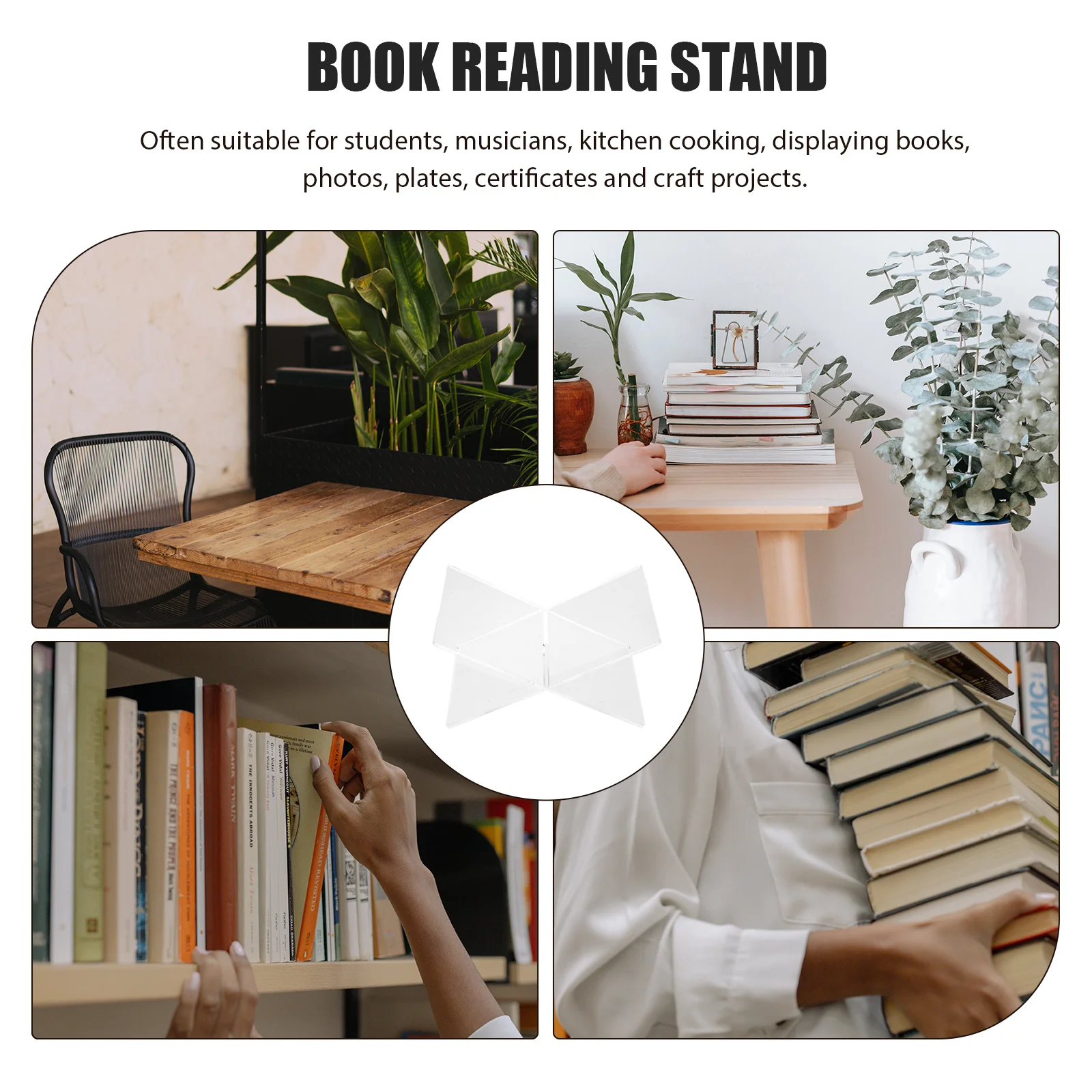 

Acrylic Book Reading Stand X-Shaped Desktop Book Holder Multi-Functional Reading Rack Magazine Support Suitable for Children