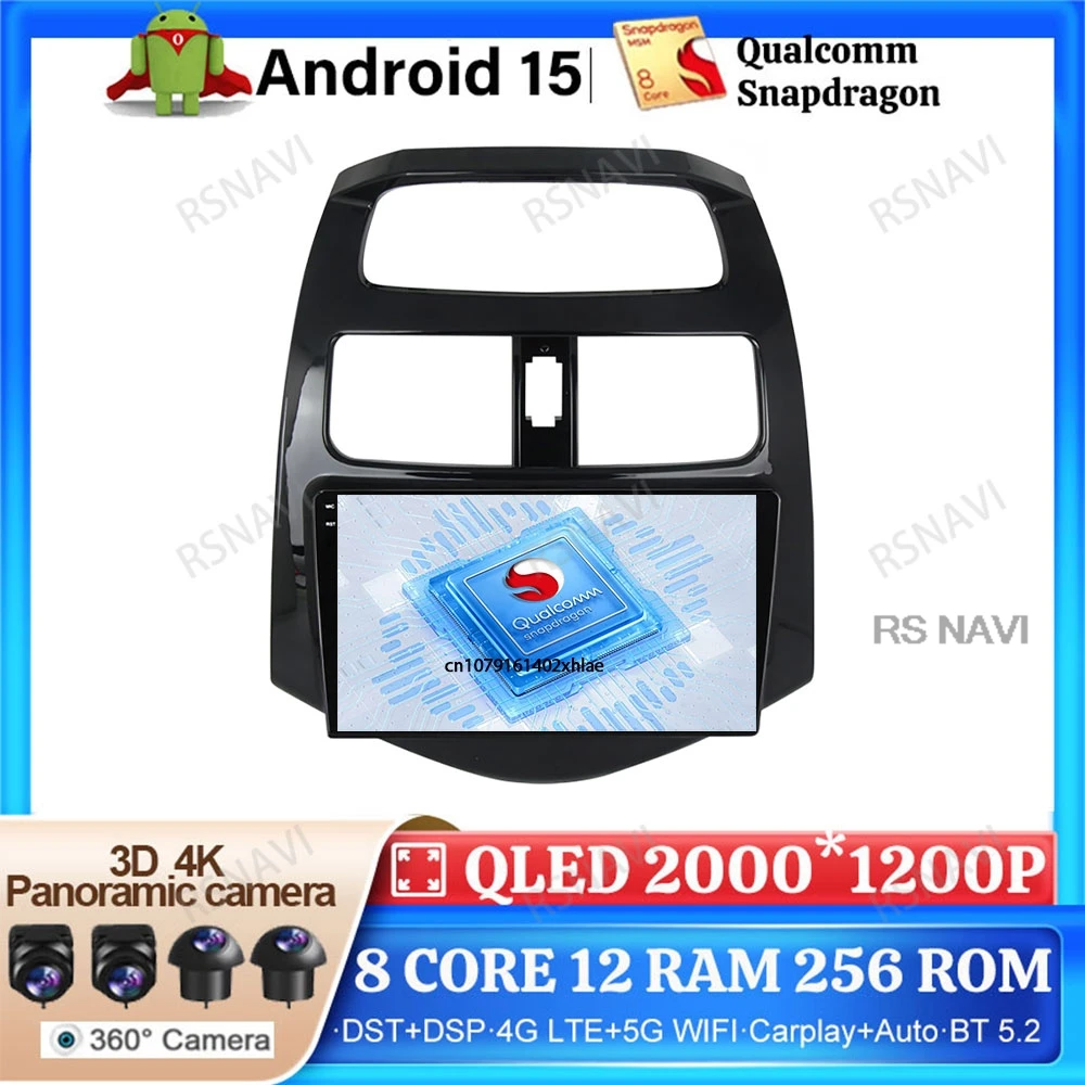 Android 15 For Chevrolet Spark Beat Matiz Creative 2010-2014 QLED Autoradio Navigation 4G LTE Car Radio Qualcomm Stereo DSP BT