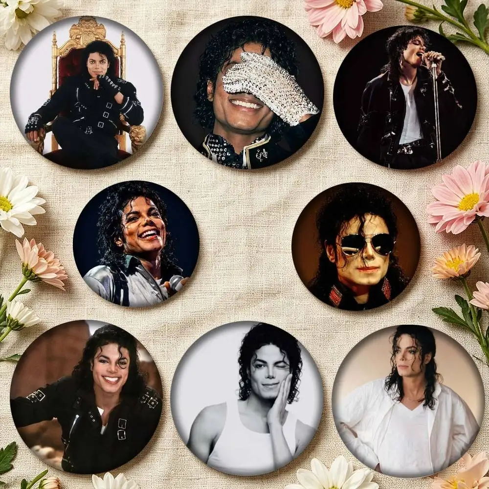 Michael Jackson Tinplate 25mm 32mm 44mm 58mm 75mm Brooches Badges Pins for Accessories Gift
