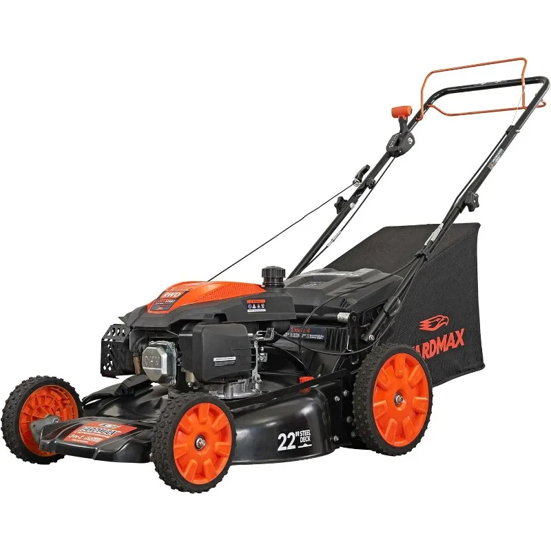 YARDMAX 22 in. 201cc Select PACE 6 Speed CVT High Wheel RWD 3-in-1 Gas Walk Behind Self Propelled Lawn Mower, Black