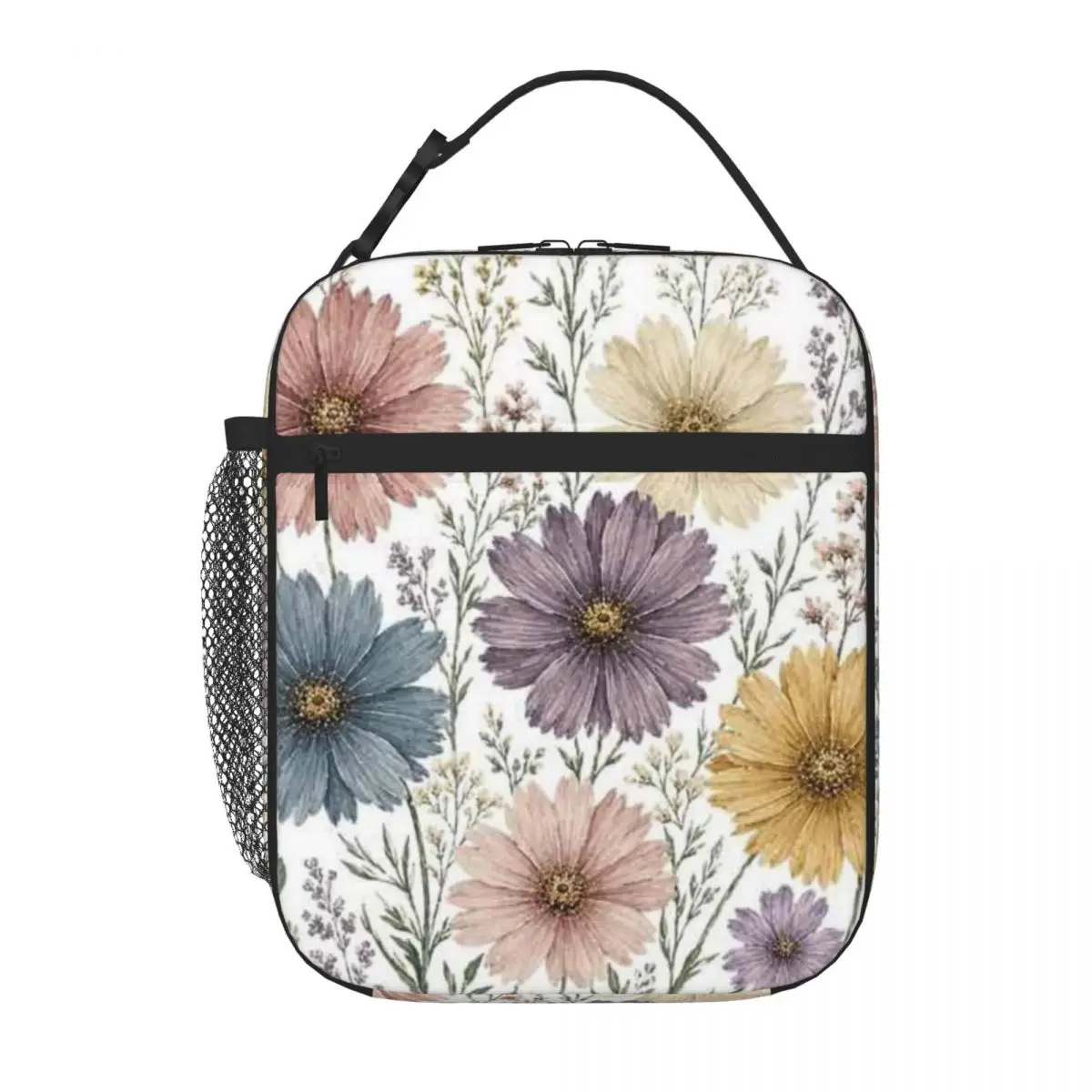 Bestselling Pastel Wildflower Bouquet Breathable Design Outdoor Lunch Bag Kindergarten Snack Student Lunch Bag