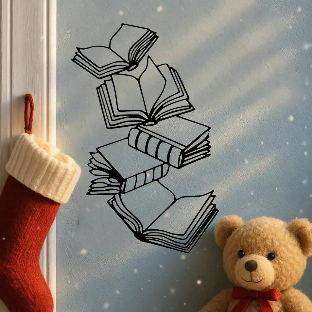 Libros apilados vintage, arte de pared de metal, decoración del hogar con temática de lectura, regalo para amantes de los libros para mujeres y hombres, escultura de libros de oficina de biblioteca