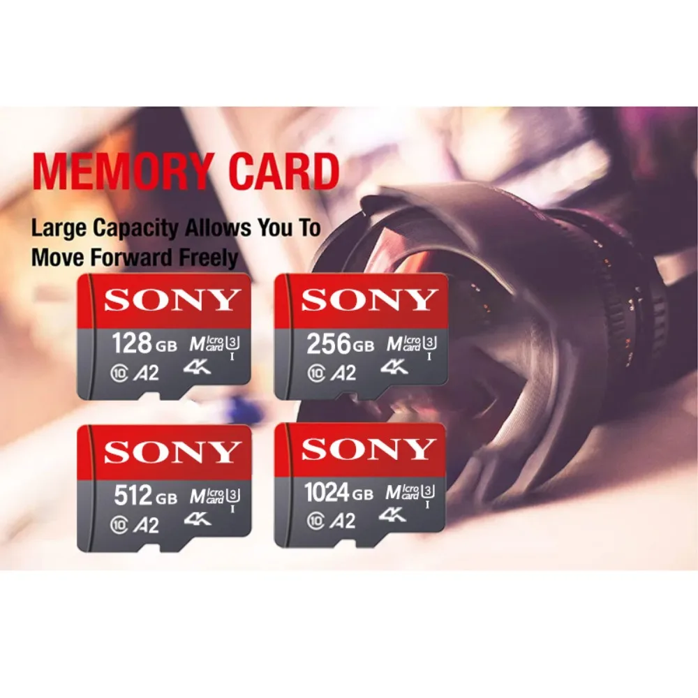 SONY Original 1TB Flash Card Mini Micro TF 512GB Large Capacity SD Card 128GB Class10 High Speed SD Card for PC/Phone/Camera/Mac