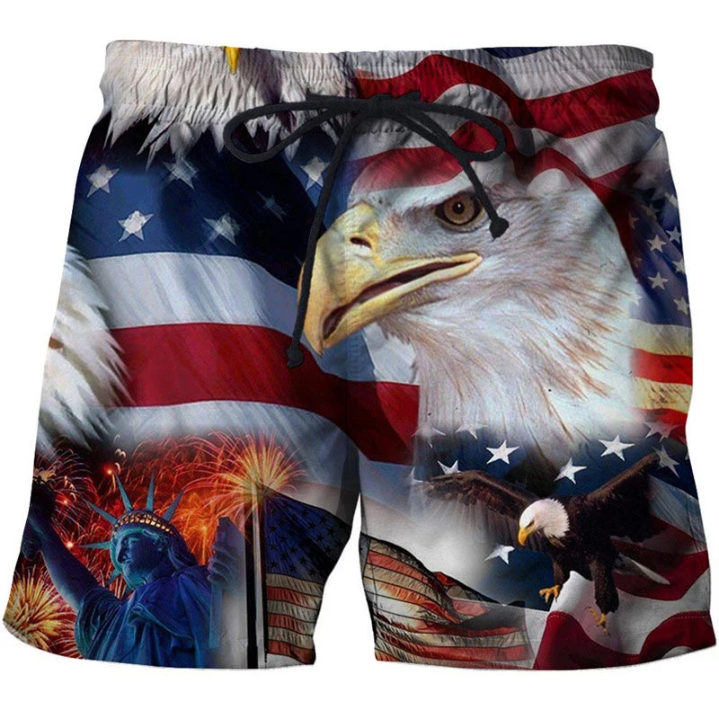 Men\'s Swimwear Shorts American Flag 3d Surfing Board Short Kids Beach Shorts Men Trunk USA Flag Swimsuit Sports Pants Briefs Boy