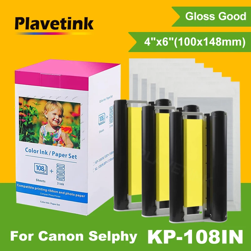 Plavetink KP108IN 108 Sheets Photo Paper 6 inch Glossy Compatible for Canon Selphy CP1300 CP1200 CP910 CP900 CP760 Printer Photo