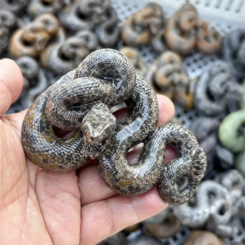 1PCS Natural Quartz Jasper Rattle Snake Carving - Beautiful Home Decor Collection Gift Stone