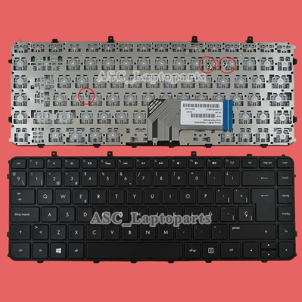 Teclado para HP Envy, Novo Latim e Espanhol Teclado, No Frame, 4-1040la, 4-1050la, 4-1130la, 4-1150la, 4-1151la, 4-1152la, Preto