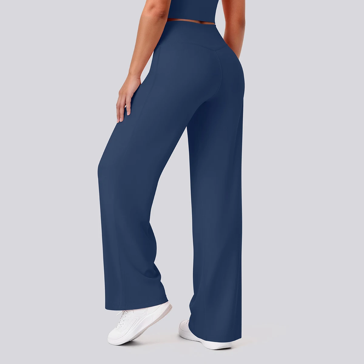 Rooftrellen Damen-Sporthose, Schlaghose, Hochgeschnittene, Lose Weite Hose, Einfarbig, Dünne Fitness-Sporthose für Frauen – Detail 17