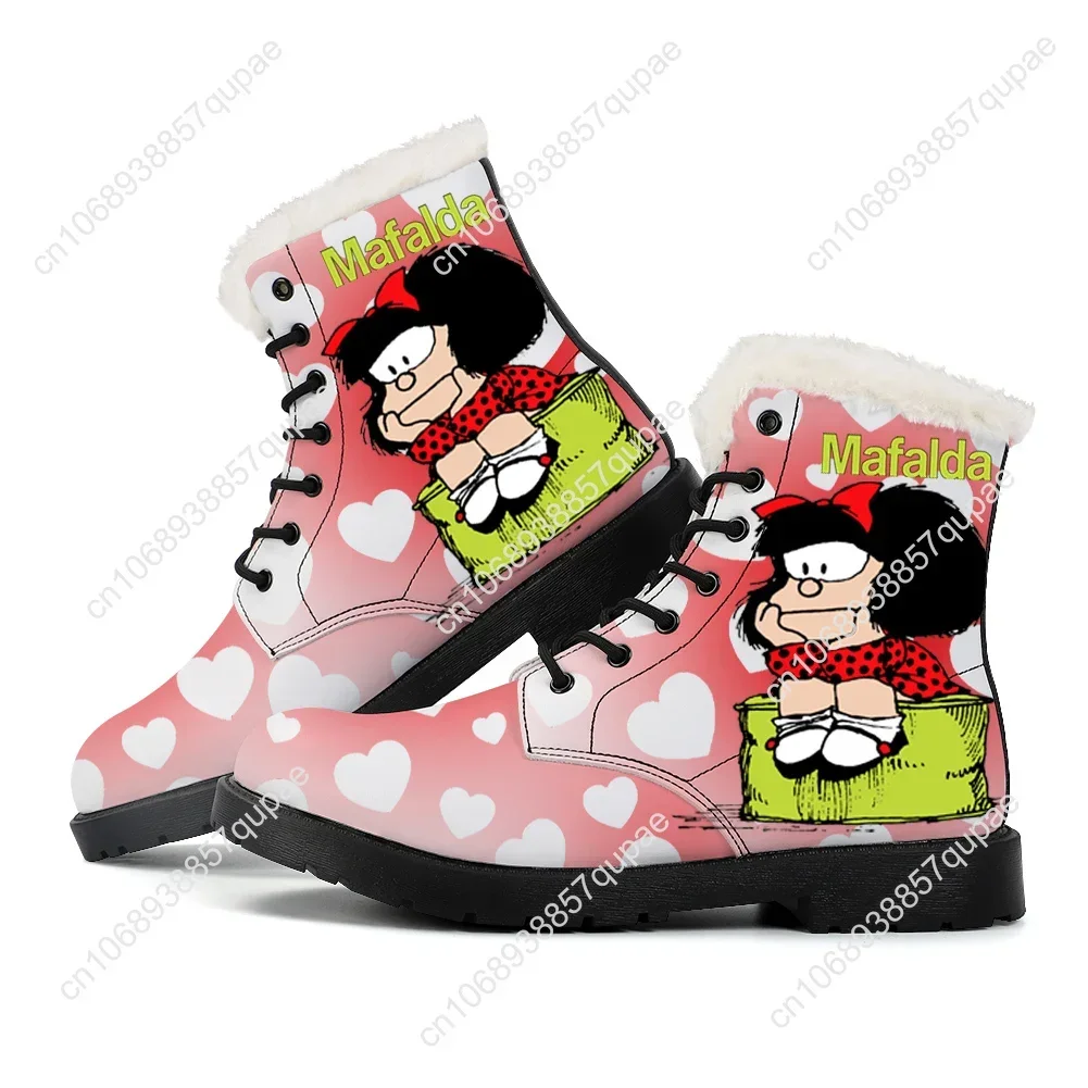 Mafalda Plush Boots Cartoon Anime Mens Womens Teenager Casual Shoes Outdoor Keep Warm Footwear High Quality Couple Custom Shoe 2