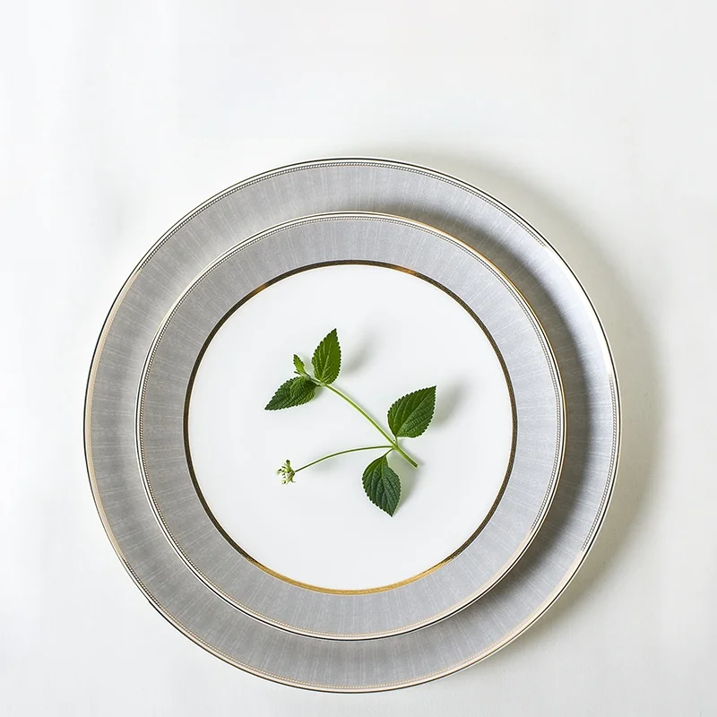Vajilla de porcelana nórdica de lujo Sle Starry: Plato para carne, plato hondo para sopa, recipiente para servir, plato para desechos de huesos