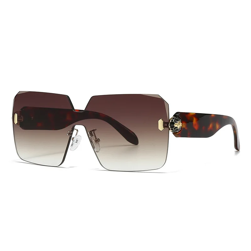 

New Fashionable Frameless Metal Designer Women's Sunglasses with Simple Lines for Celebrities Same Style