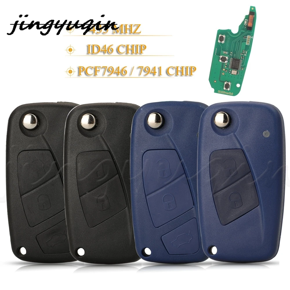 Jingyuqin 2/3Buttons Smart Remote Car Key Fob For Fiat 500 Punto Ducato Stilo Panda Bravo Fob ID46 PCF7946 / 7941 Chip 433Mhz