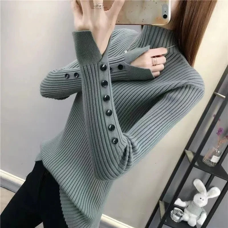 New-coming Autumn Winter Warm knit sweater Femme Turtleneck Pullovers Sweaters Long Sleeve Slim Oversize Korean Women\'s Sweater