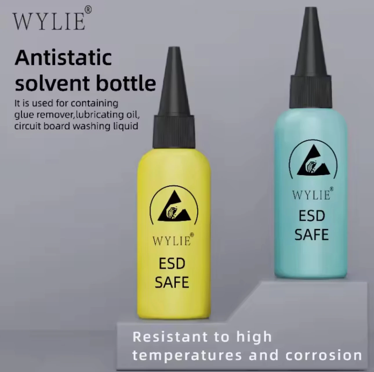 WYLIE 60ml ESD SAFE Solvent Bottle Double Cap Leak-proof for Mobile Phone Repair Alcohol Glue Solution Solvent Dispensing Tool