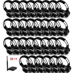 RF Silent Disco Foldable Wireless Headphone Package 30 Headsets with 1 Transmitter