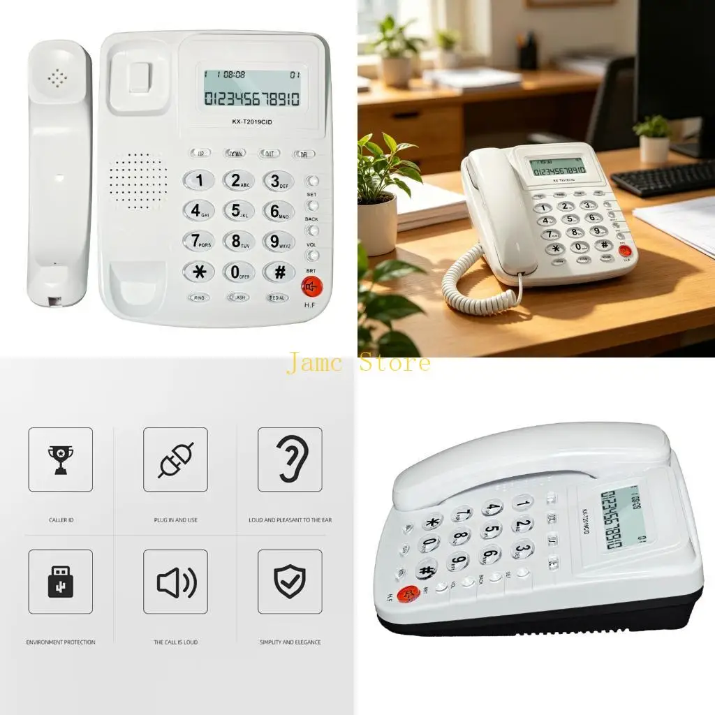 LX0B Corded Landline Phone Big Button Household Hotel Business Desktop Landline