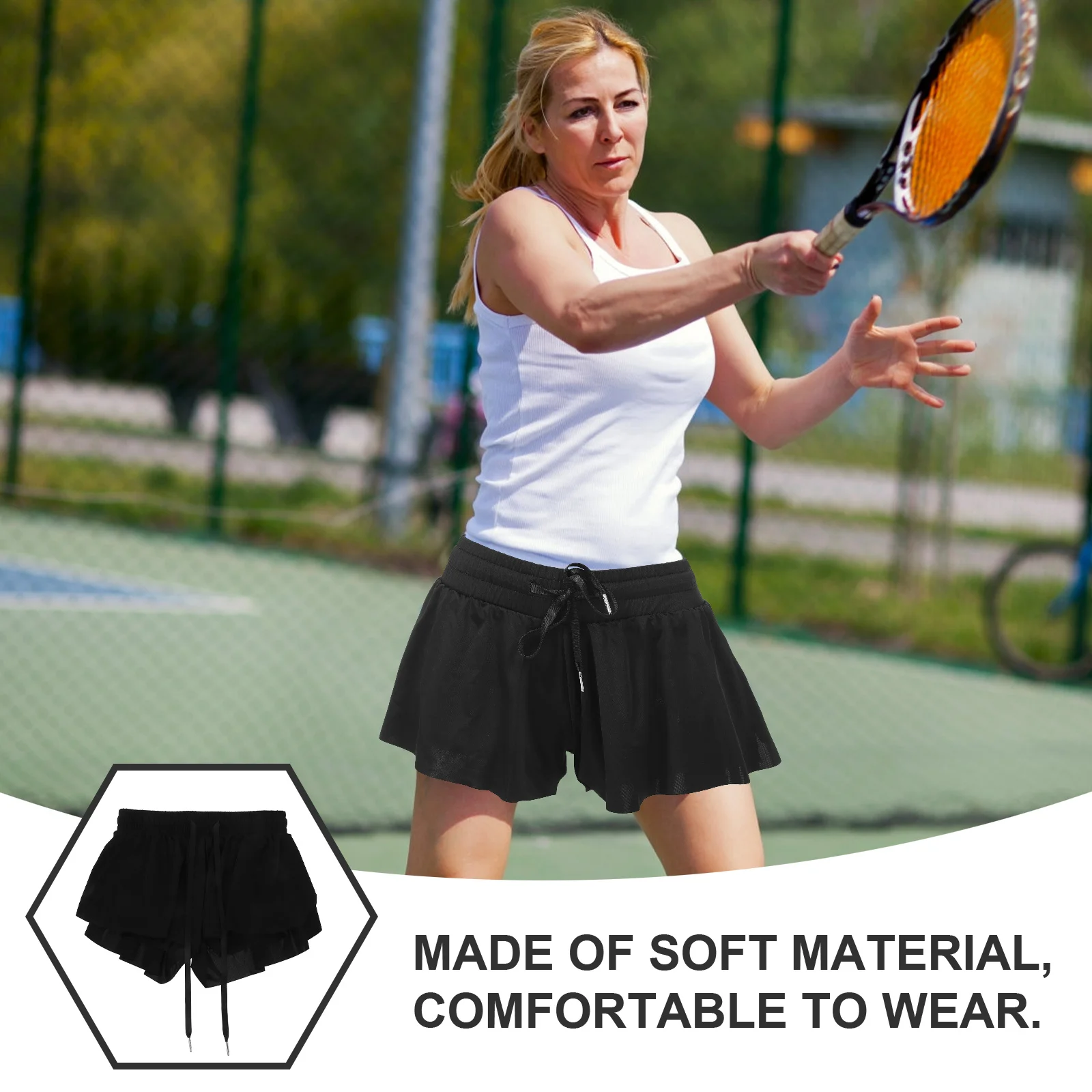 

Skort for Woman Height 130cm Durable Stretch Sports Skort Tennis Golf Running Yoga Workout Shorts Skirt Skirt with Shorts