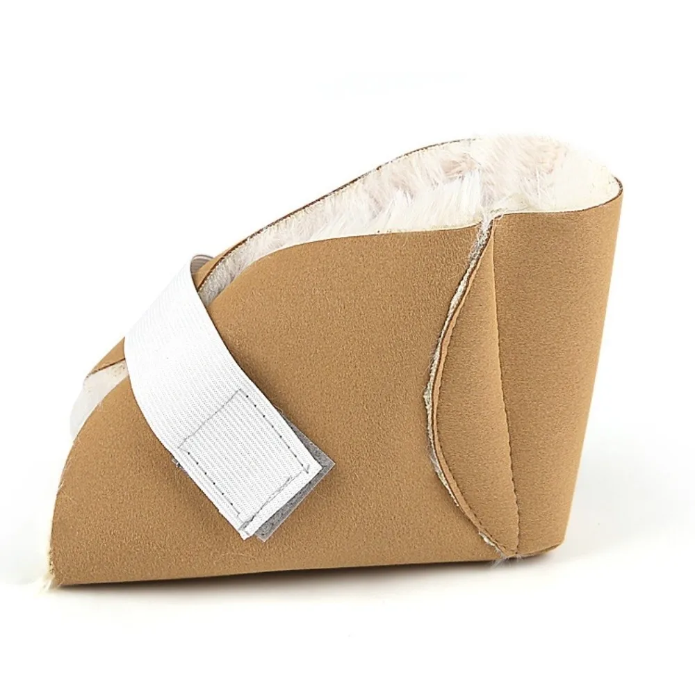 1PC Foot Heel Warmer with Securing Strap Warm Rabbit Fur Ankle Cover Thickened Pressure Sores Prevention Cowhide Feet Cover