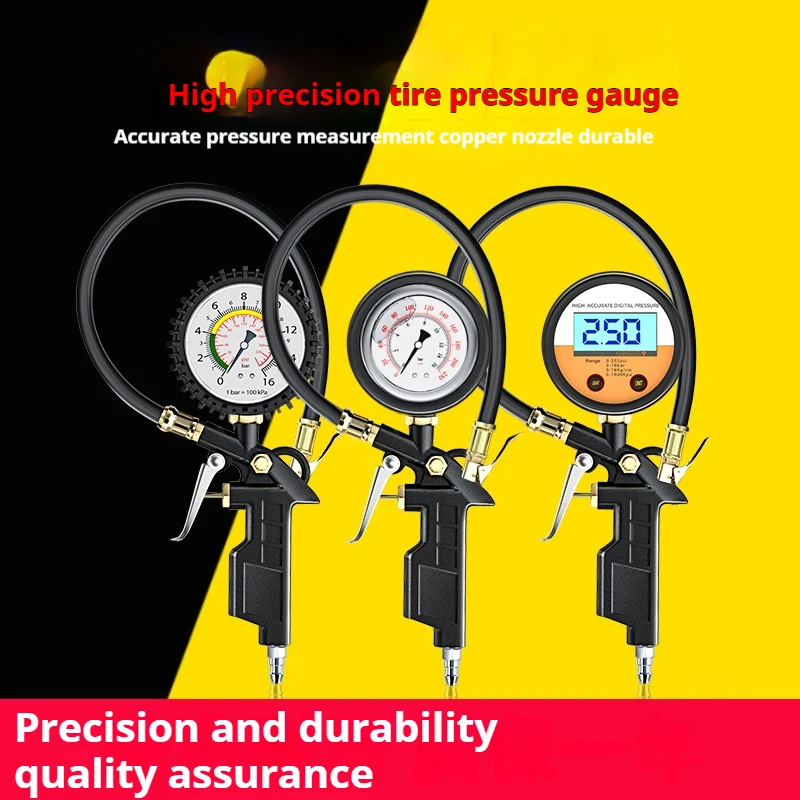 Auto Tire Pressure Gauge Pressure Gun Type For Air Compressor Car Motorcycle SUV Inflator Pump Tire Repair Tool