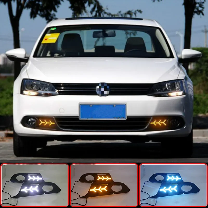 1 Set 12v LED For Volkswagen VW Jetta Sagitar 2012 2013 2014 DRL Daytime Running Lights Daylight ABS Fog Lamp Cover