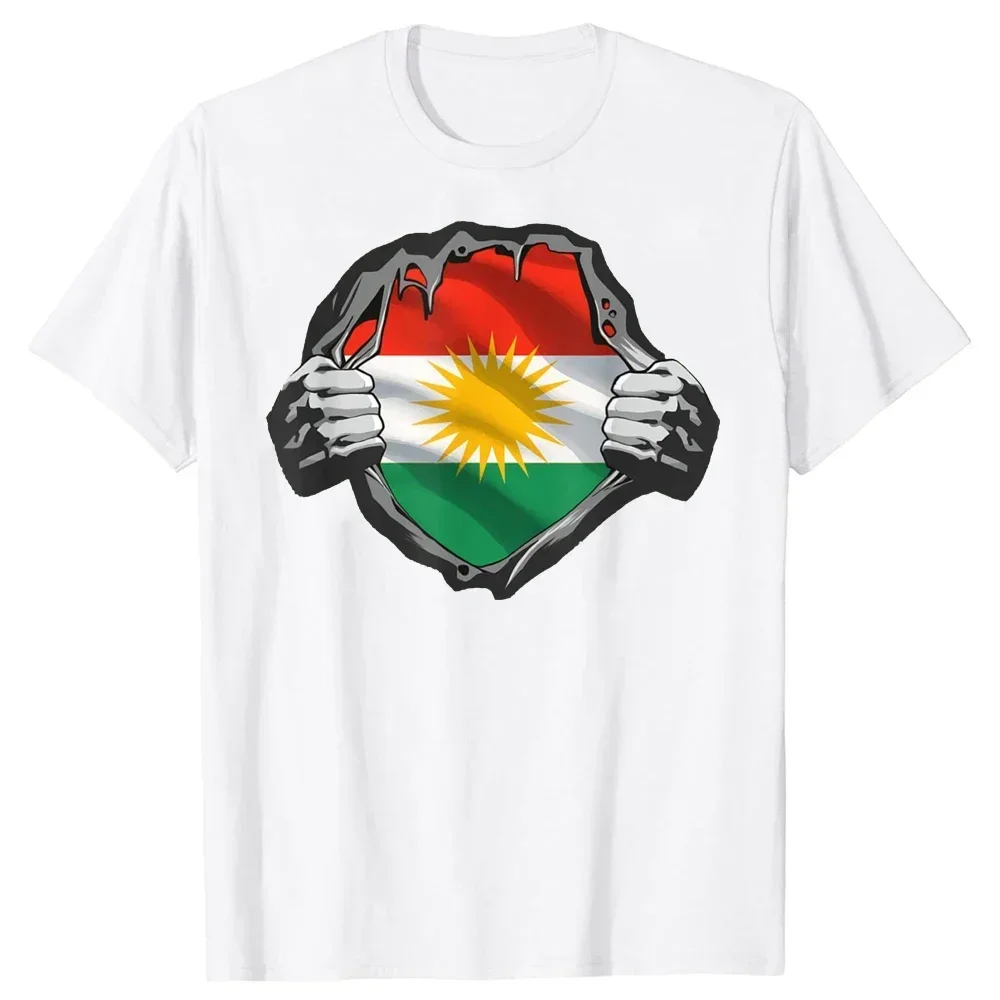 D Cotton Kurdistan Kurdish Kurds Flag Graphic T-shirt Mens Clothing T Shirts Birthday Gifts