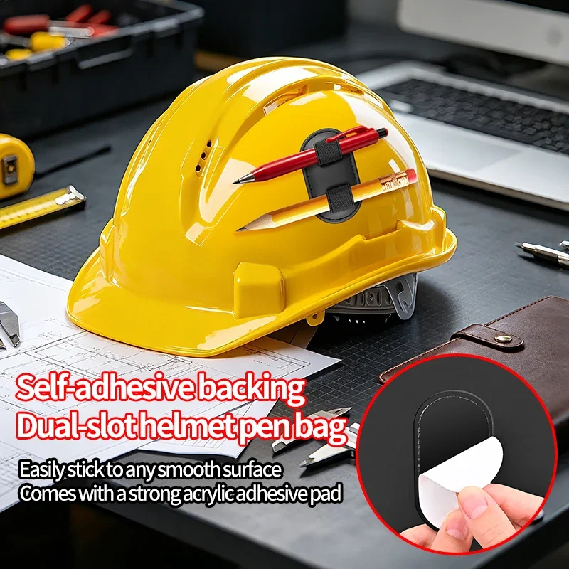 Adhesive Car Glasses Pen Holder Dual‑Slot Sunglasses Clip with High Elastic Strap Leather Eyeglasses Organizer Car Home Helmet