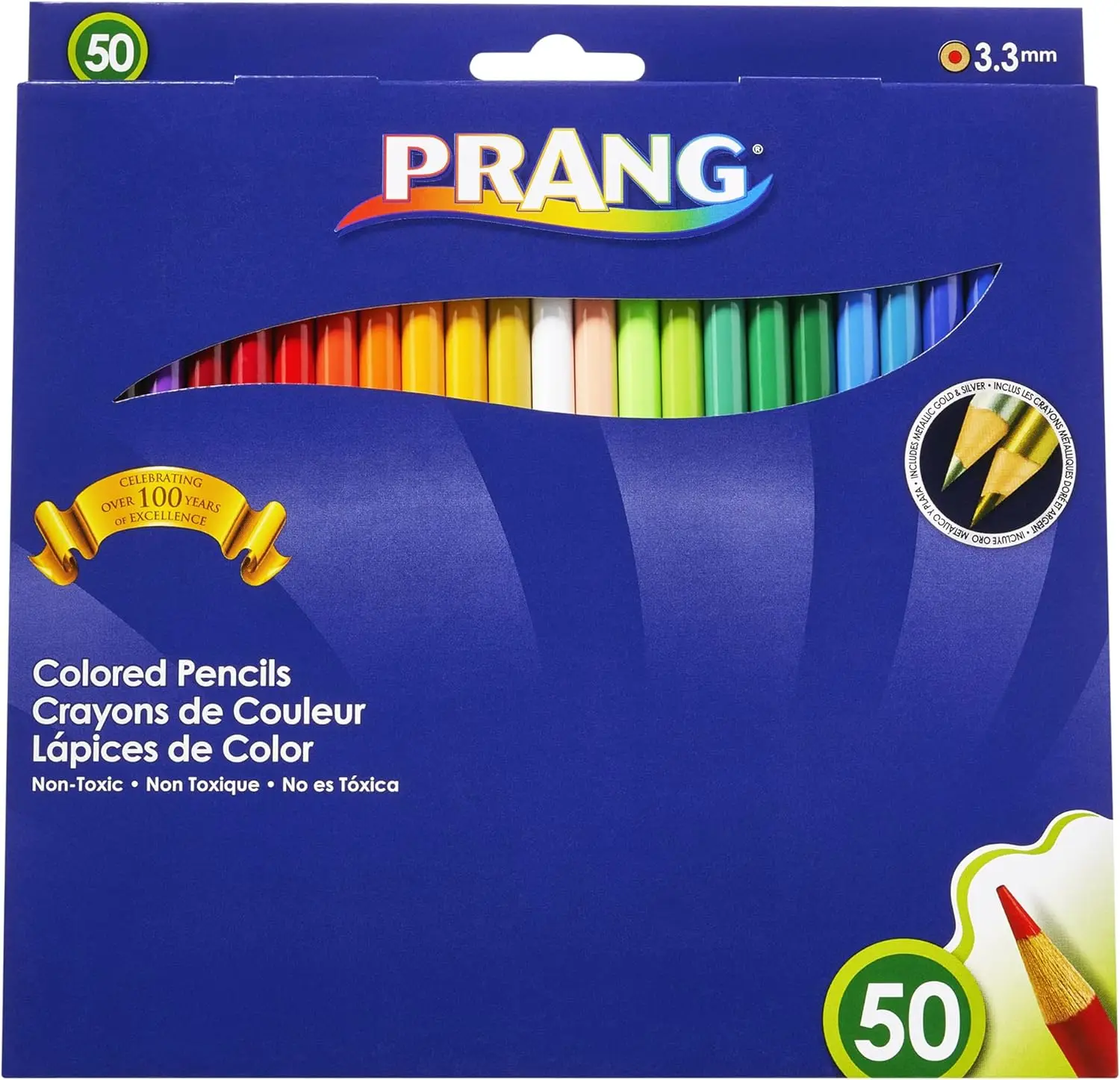 

3.3mm Colored Pencil Set, 2B Soft Lead, Assorted Colors, 50-Pack for Art and School Projects