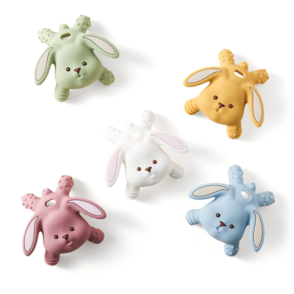 Baby Silicone Teething gel Cartoon Rabbit Molar Toys Food Grade BPA Free Baby Teethers Health Molar Newborn Nursing  Accessories