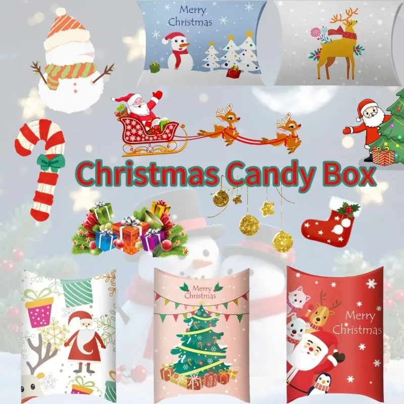 أكياس هدايا عيد ميلاد سعيد مع مقبض سانتا كلوز الغزلان نمط الورق المقوى حقيبة يد عيد الميلاد كاندي كوكي أكياس تغليف الهدايا