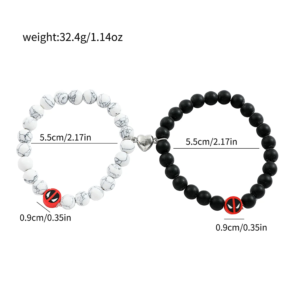 Marvel Fashion Versatile Spider Man Rice Bead Elastic Bracelet Magnetic Couple Bracelet for my beloved