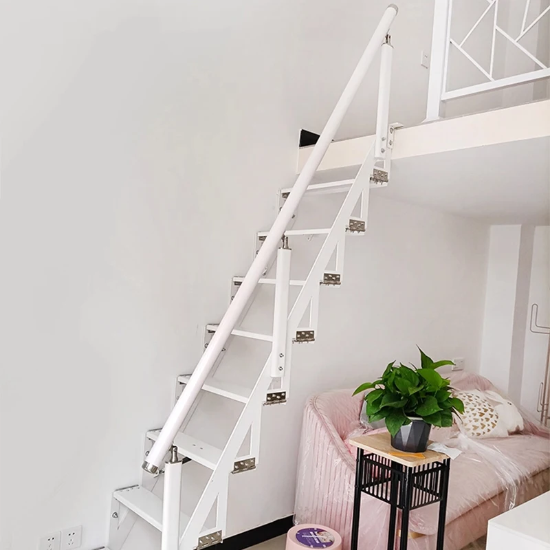 

Wall-mounted folding stairs, household steps, indoor and outdoor custom loft duplex second floor attic split-level iron ladder