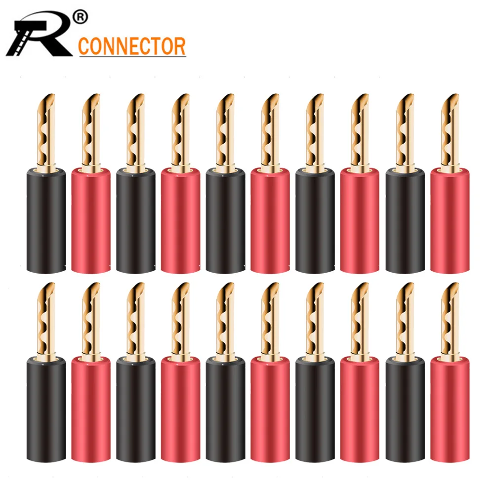 20 piezas conector de clavija de plátano de tornillo de altavoz de Audio de 4mm conector de clavija de Cable de altavoz tipo tornillo rojo y negro conectores de clavija de plátano