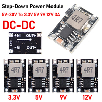 DC-DC Buck Power Supply Module Adjustable Buck Converter Module 5V-30V To 3.3V 5V 9V 12V 3A for Car Motorcycle Battery Charging