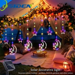 1PCS 120LED Solar Light String Solar Star And Moon Light String 8 Lighting Modes for Outdoor Gardens Ramadan Weddings Decoration