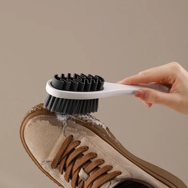 

1pc Double-sided Long Handle Multi-purpose Shoe Brush With Soft Bristles For Home Use Gentle On Shoes Cleaning Brush For Shoe St