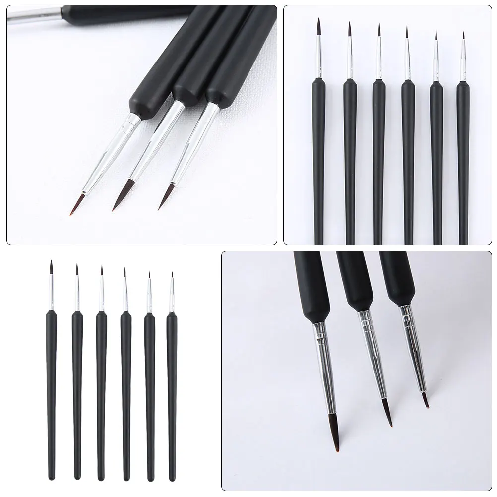 

6 Pcs Paint Pen Artist Brushes Set for Crafts Angled Nylon Wool Artists Watercolor Flat Detail