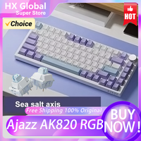 AJAZZ AK820 Mechanical Keyboard Blue Purple Wired Sea Salt Axis Gaming Ergonomics 75% Gasket-mounted TFT Customized APEX KR ROK