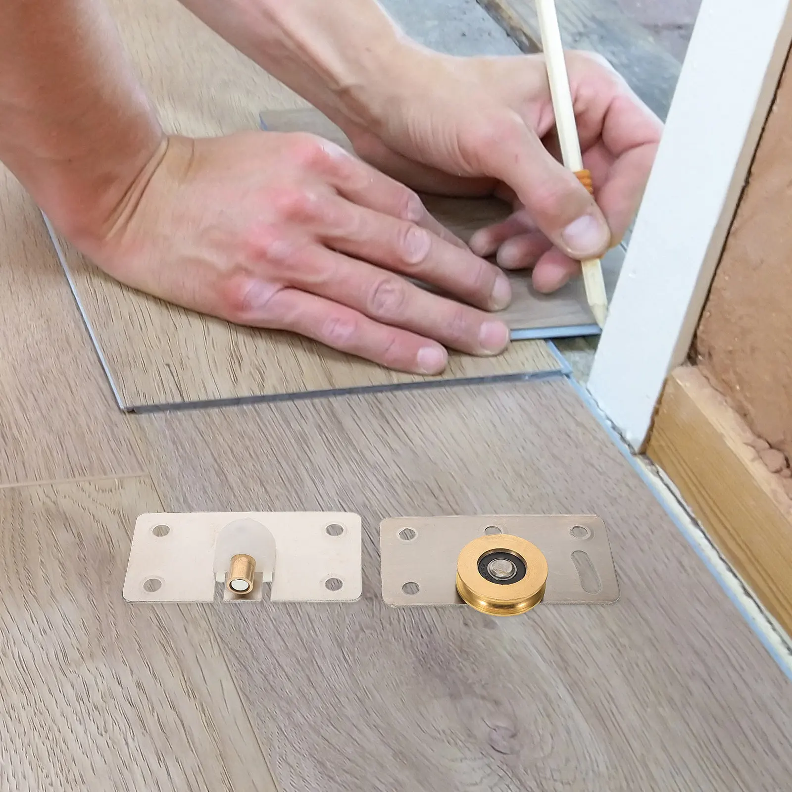 1Set Sliding Cabinet Door Track Set Heavy Duty Roller Wheels Silent Wear Resistant Smooth Operation for Wardrobes Closets