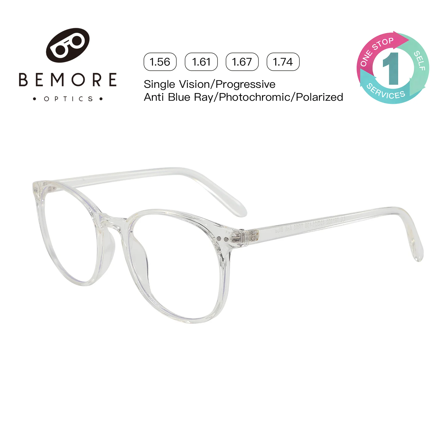BEMORE Transparent TR90 Square Woman Reading Glasses Anti-Blue Light Optical Lenses with Recipe Be Customizable Prescription